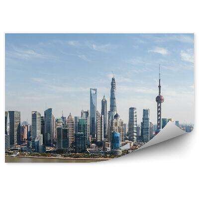 Fototapeta na stenu Pohľad z vtáčej perspektívy mesto rieka šanghaj