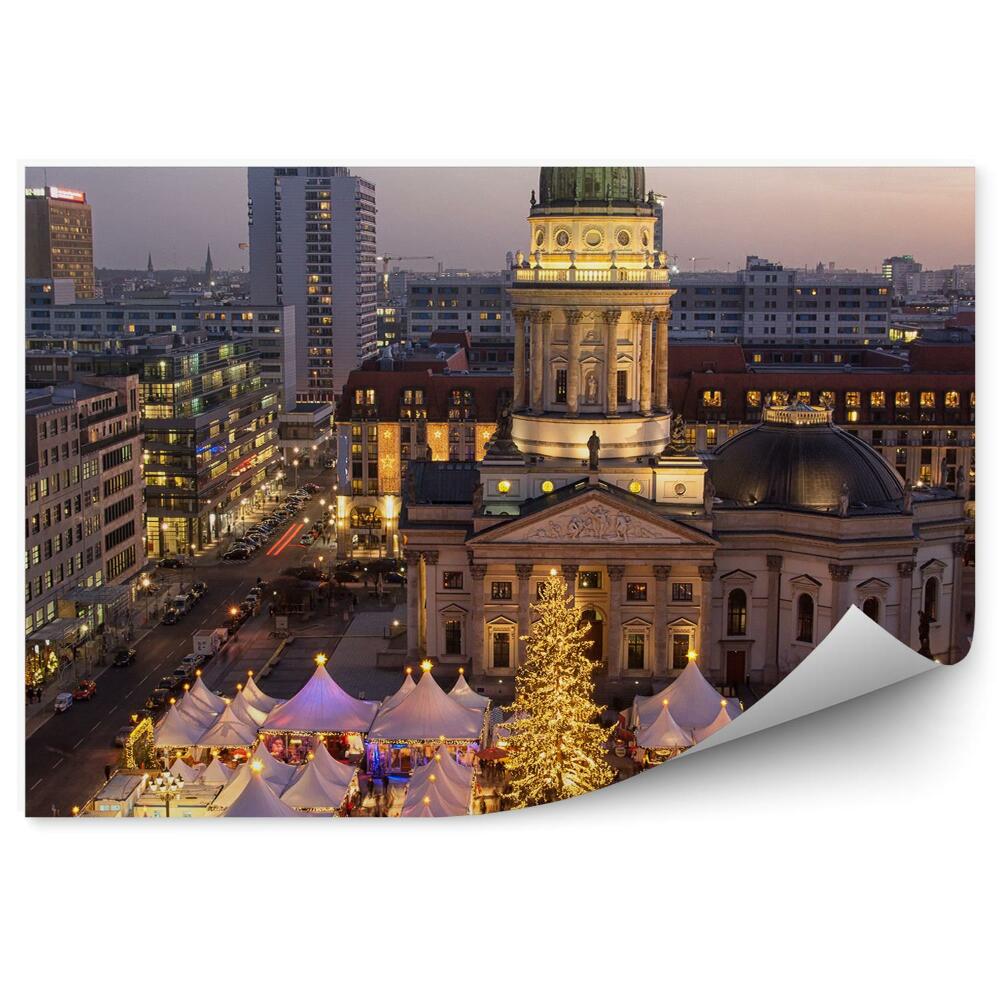 Fototapeta na stenu Letecký pohľad Berlín nočné vianočné svetlá