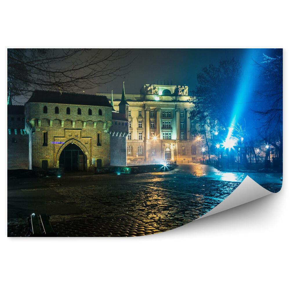Fototapeta na stenu Barbakan Krakov chodník noc svetlá stromy