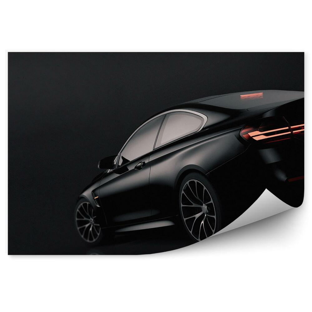 Fototapeta Čierne Športové Auto Na Čiernom Pozadí