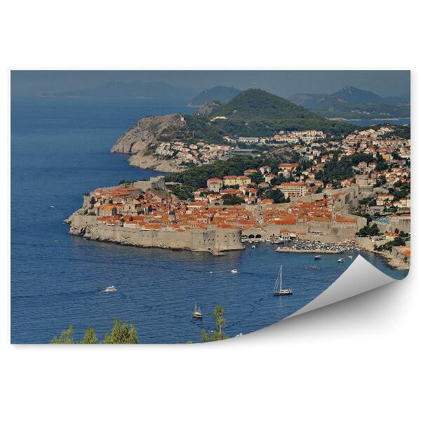 Fototapeta Staré mesto Dubrovník stromy hory lode Chorvátsko pevnosť svätý Ján