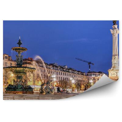 Fototapeta na stenu Fontána pamätník trhovisko lisabon ľudia budovy