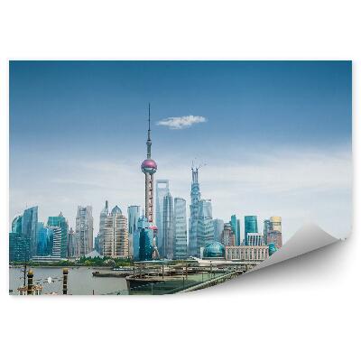 Fototapeta na stenu Šanghaj Mrakodrapy Výhľad Na Oceán Platforma Obloha Mraky