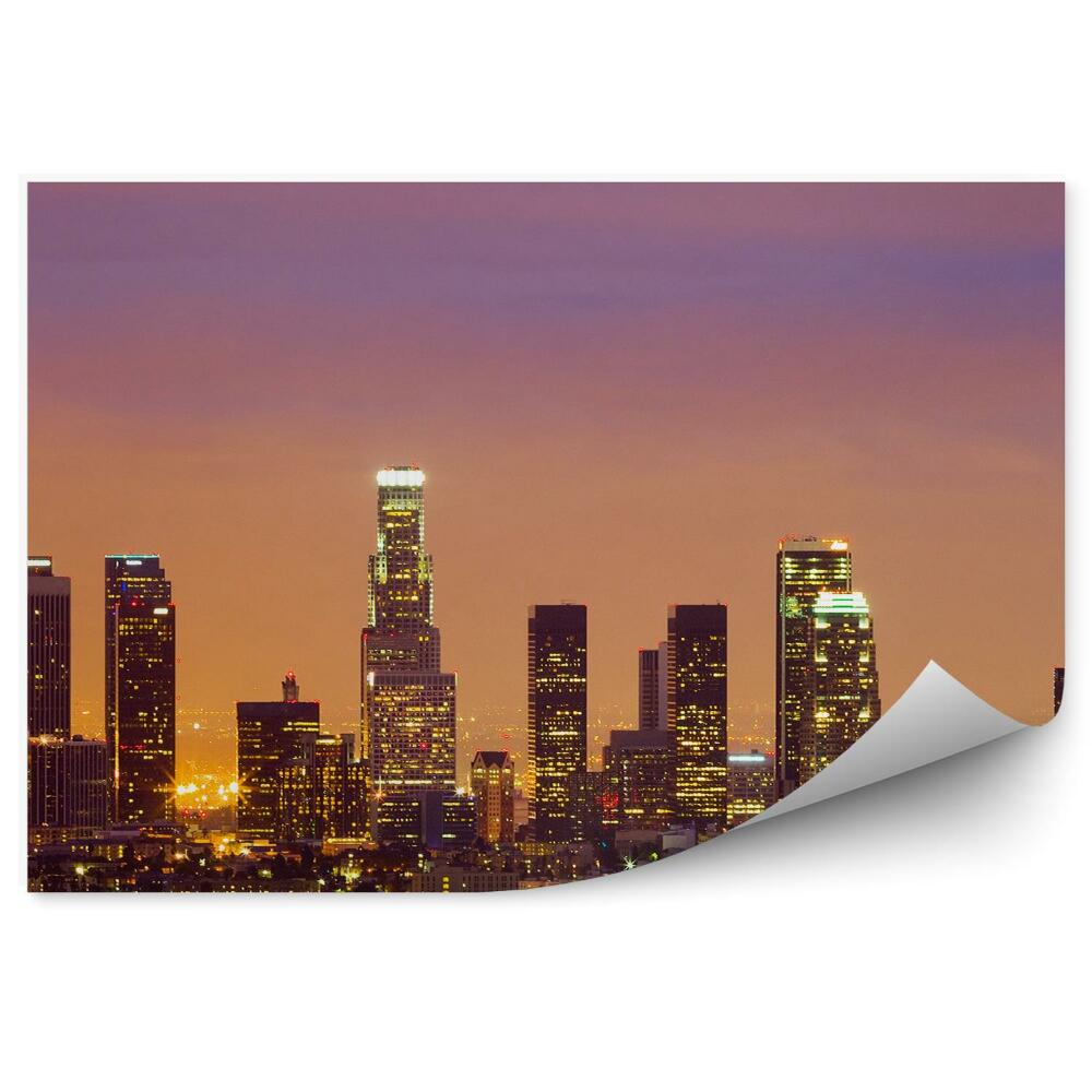 Fototapeta na stenu Mrakodrapy Los Angeles svetlá pri západe slnka