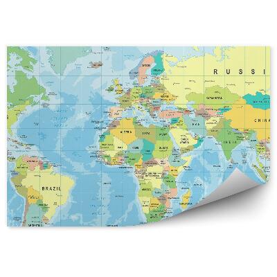 Fototapeta na stenu Názvy krajín kontinentov mapa sveta