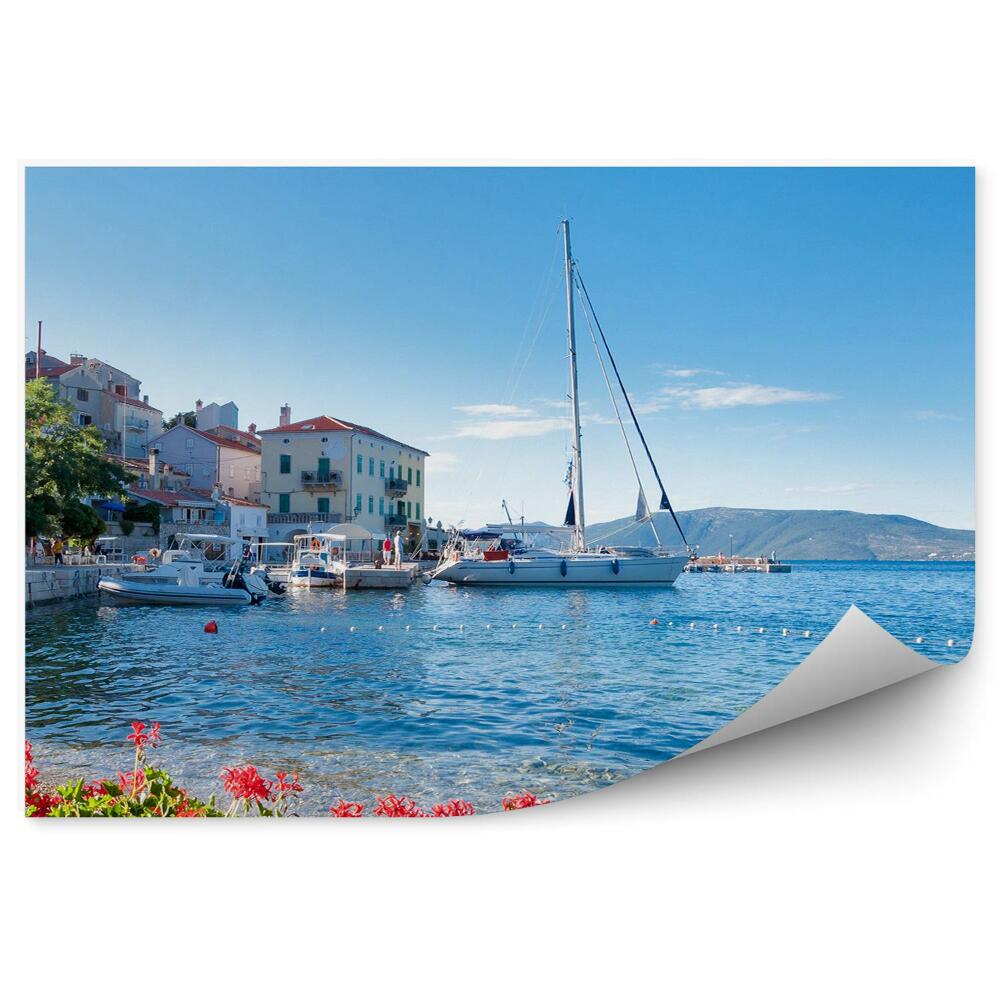 Fototapeta na stenu Prístav Mesto Pobrežie Chorvátsko Kvety Lode