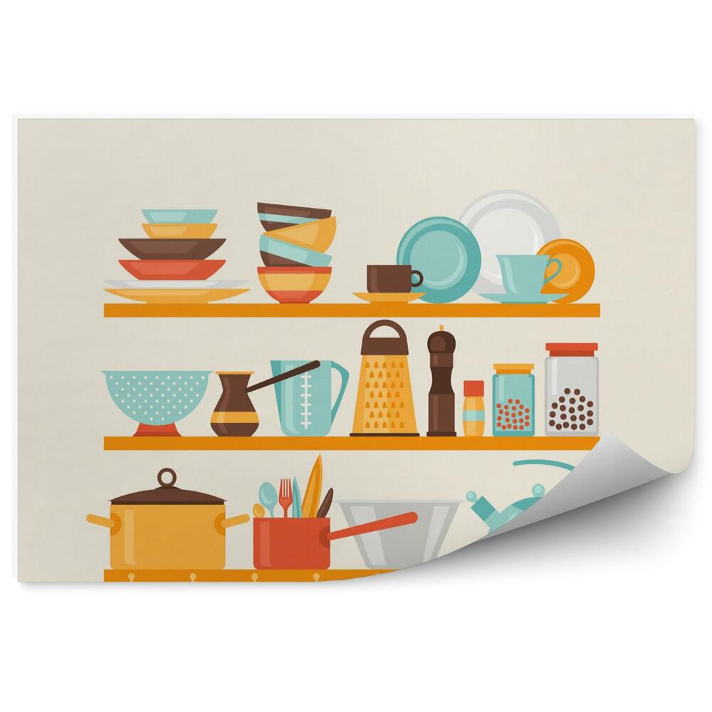 Fototapeta Kuchynské police a kuchynské náčinie