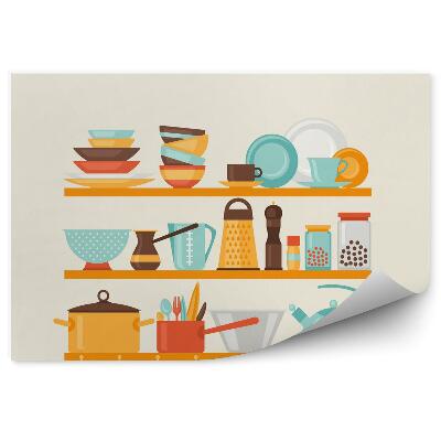 Fototapeta Kuchynské police a kuchynské náčinie