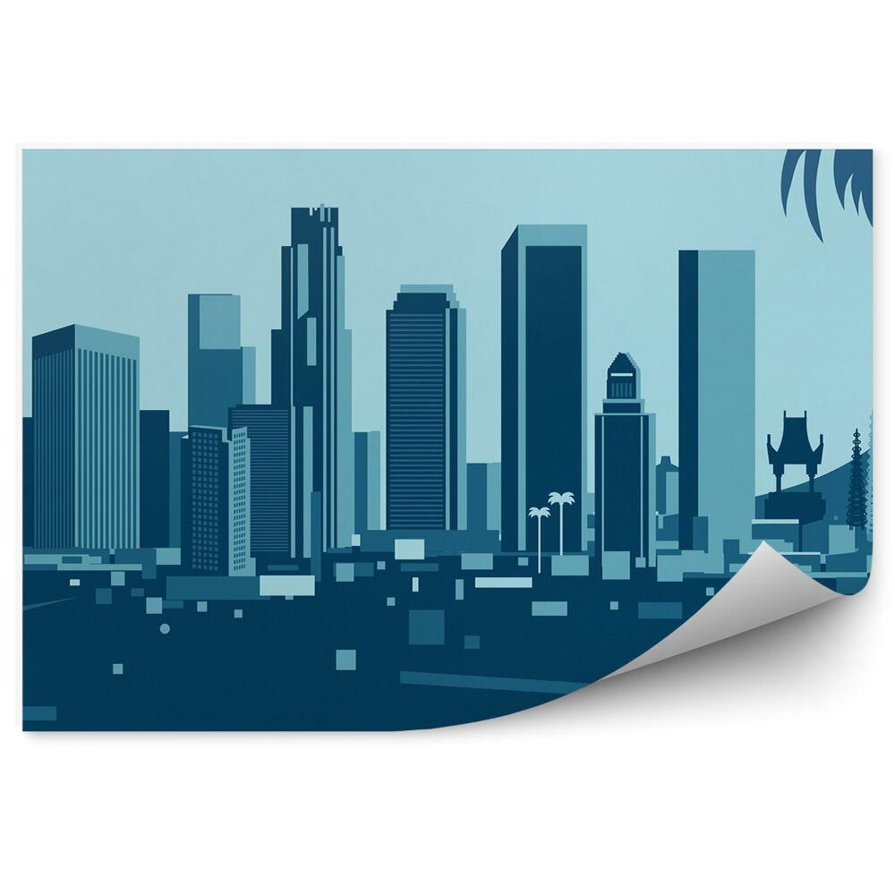 Fototapeta Mrakodrapy Los Angeles nápis Hollywood palmy obrázok