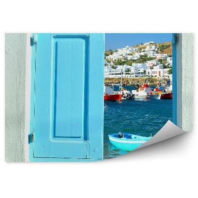 Fototapeta na stenu Staré okno s výhľadom na mykénske pobrežie