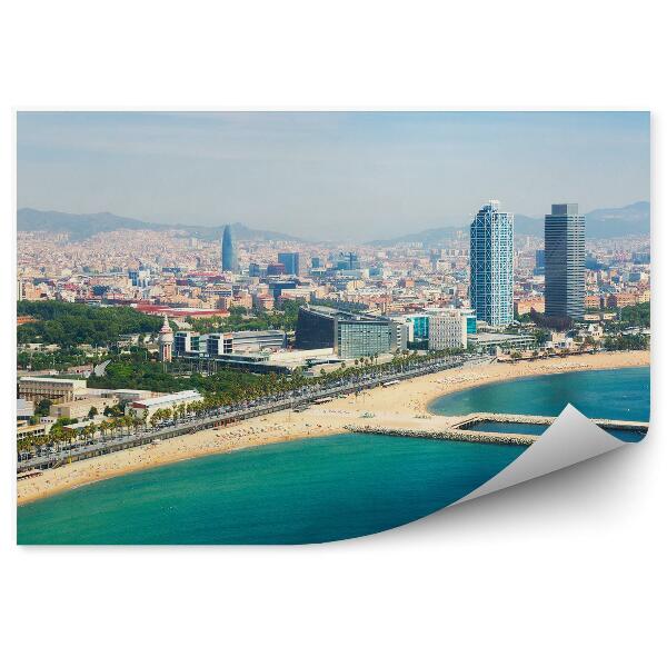 Fototapeta Barcelona pohľad z vtáčej perspektívy more