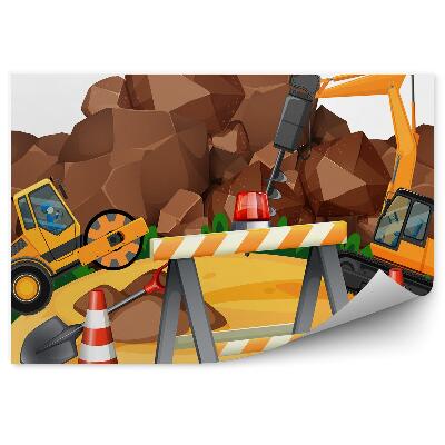 Fototapeta do detskej izby Stavebné rýpadlo vŕta kamene