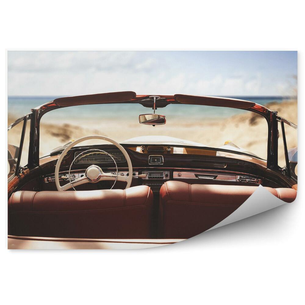 Fototapeta Romantické Retro Auto Na Morskej Pláži