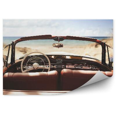 Fototapeta Romantické Retro Auto Na Morskej Pláži