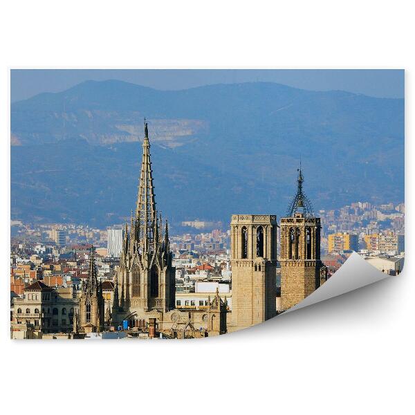 Fototapeta na stenu Panoramatický pohľad na mesto budovy katedrály Barcelona Španielsko