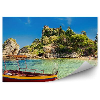 Fototapeta Loď zelený ostrov turisti