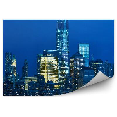 Fototapeta na stenu Manhattan Mrakodrapy Nočné Svetlo