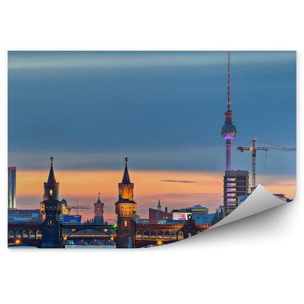 Fototapeta Oberbaum Bridge Berlín budovy rieka západ slnka