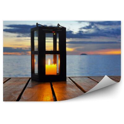 Fototapeta Drevená Terasa Maják Sviečka Oceán More Západ Slnka