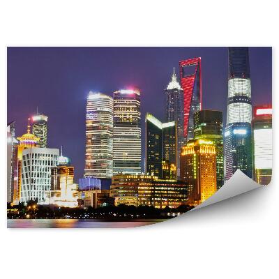 Fototapeta na stenu Budovy Mesto Šanghaj Svetlá Noc