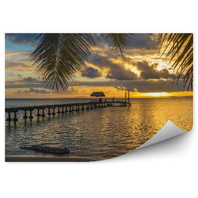 Fototapeta na stenu Dovolenková krajina more palma drevené mólo