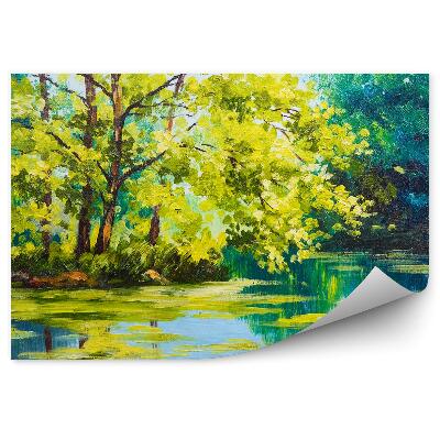 Fototapeta Jazero strom obloha olejomaľba