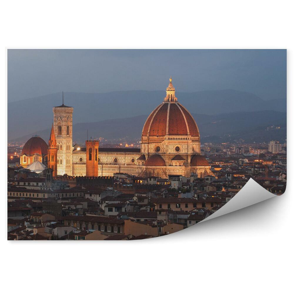 Fototapeta Panoráma florencie budovy hory nočné svetlo