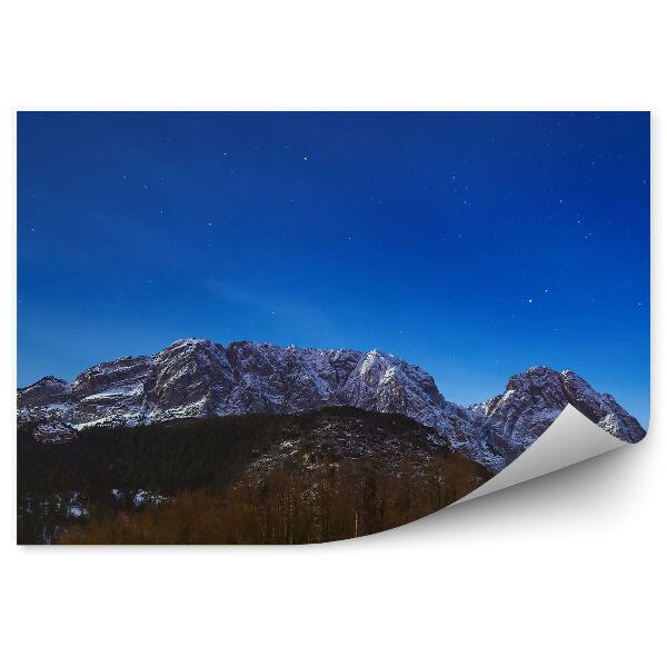 Fototapeta Pohľad giewont tatra ihličnaté stromy obloha hviezdy hory sneh