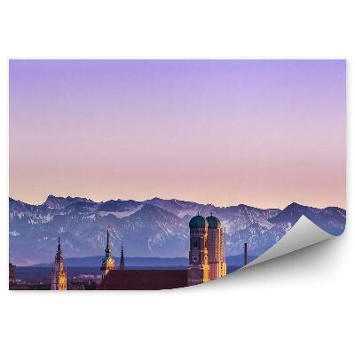 Fototapeta Bavorské Alpy Mníchov zimný sneh západ slnka