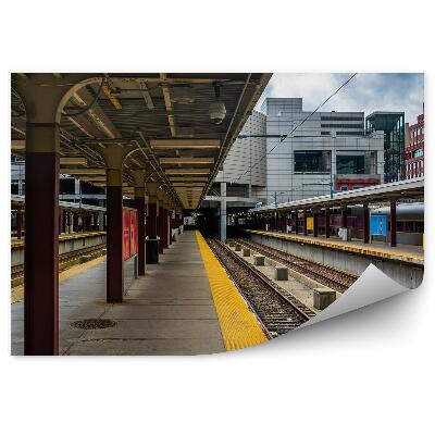 Fototapeta na stenu Nástupište Železničná Stanica Koľaje Mesto