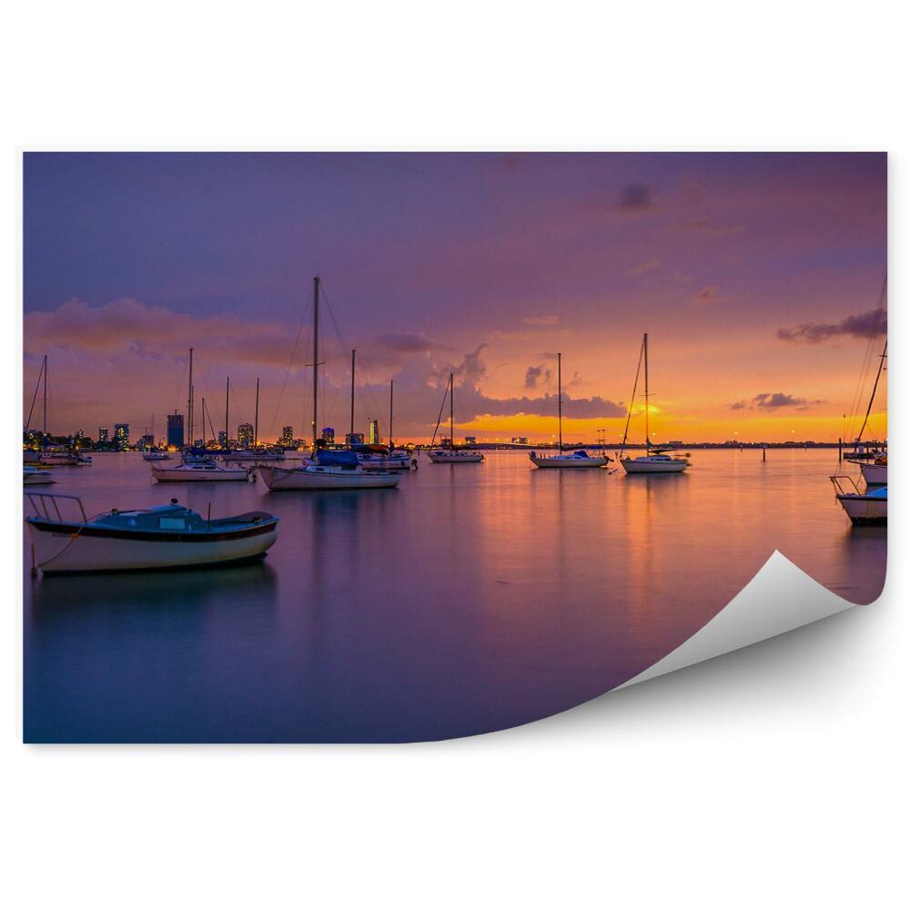 Fototapeta na stenu Lode V Zátoke Západ Slnka Pokojná Voda