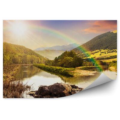 Fototapeta na stenu Hory Les Stromy Rieka Dúha Západ Slnka Obloha Mraky Príroda