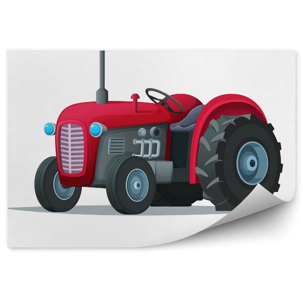 Fototapeta do detskej izby Červený malý traktor biele grafické pozadie