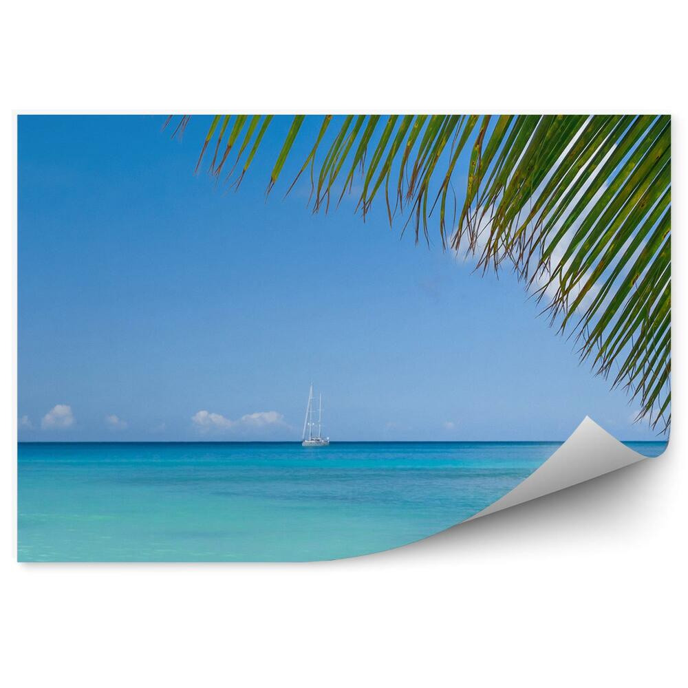 Fototapeta na stenu Oceán More Jachta Listy Palmy Obloha Mraky Tropické