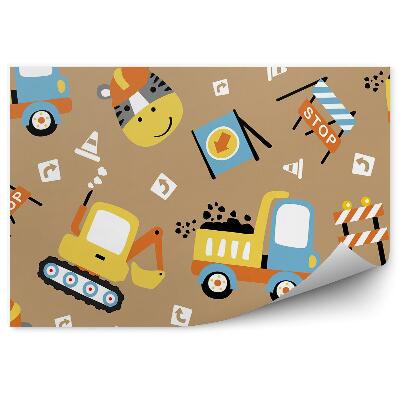 Detská fototapeta Zvierací vzor stavebný bager