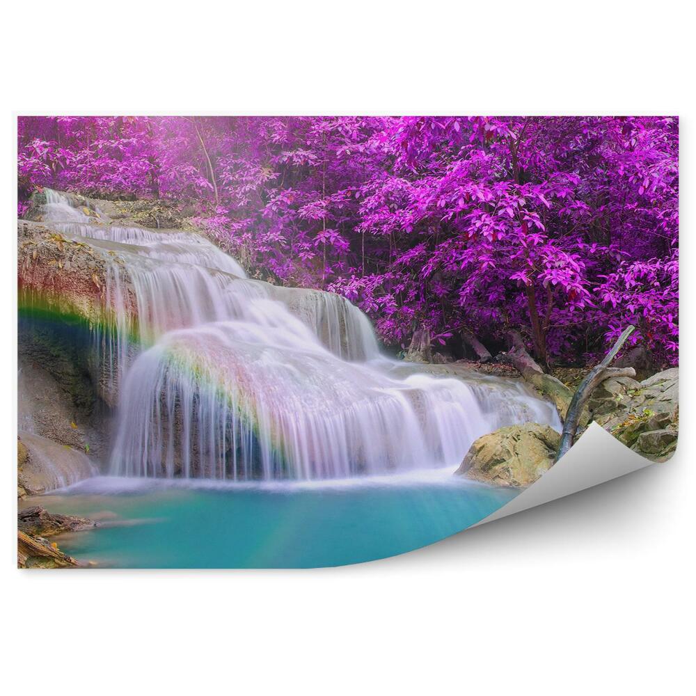 Fototapeta na stenu Vodopád dúha hlboký les farebné stromy