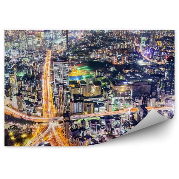 Fototapeta Noc Svetla Pohľad Z Vtáčej Perspektívy Panoráma Mesta Tokio