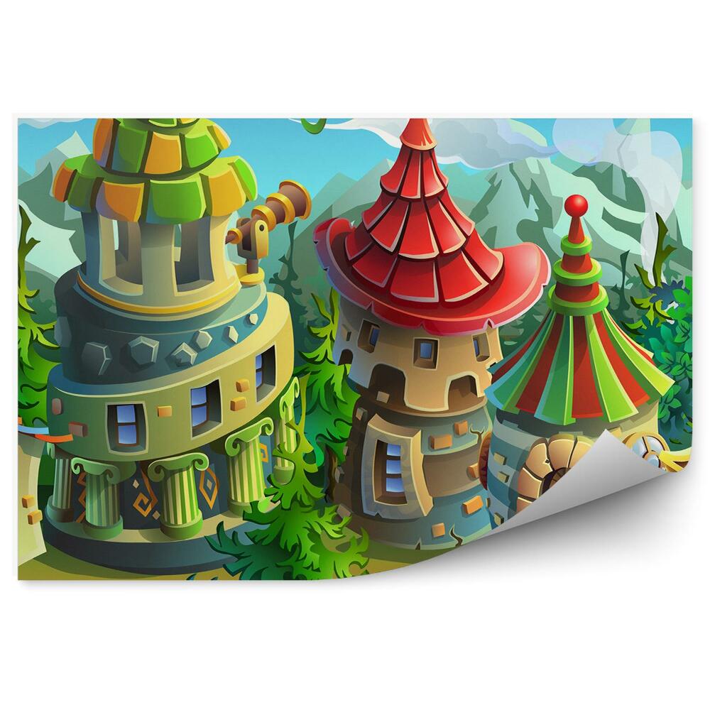 Fototapeta na stenu Čarovné domčeky lesné farebné strechy