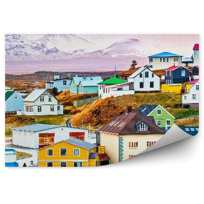 Fototapeta Farebné Domy Mesto Hory Sneh Panoráma