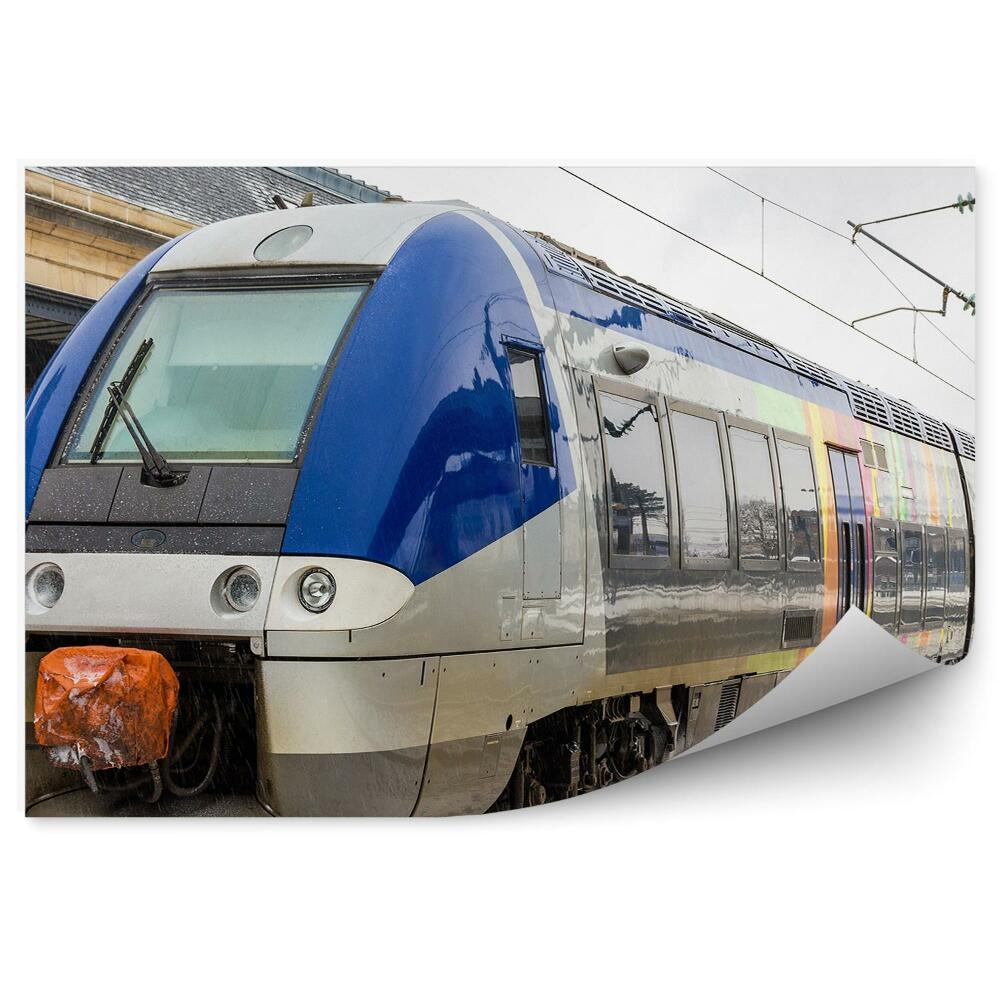 Fototapeta na stenu Regionalni vlak na postaji zimski sneg