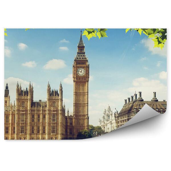 Fototapeta na stenu Westminsterský palác Big Ben most tamiza Londýn obloha mraky brečtan