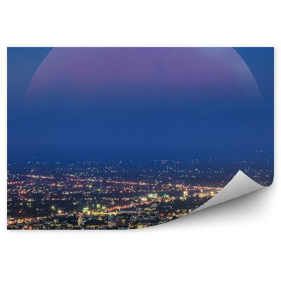 Fototapeta na stenu Mesto Svetla Planéta Zem Mesiac Fantázia