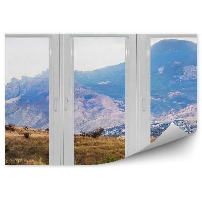 Fototapeta na stenu Hory kopce rastliny pohľad z okna