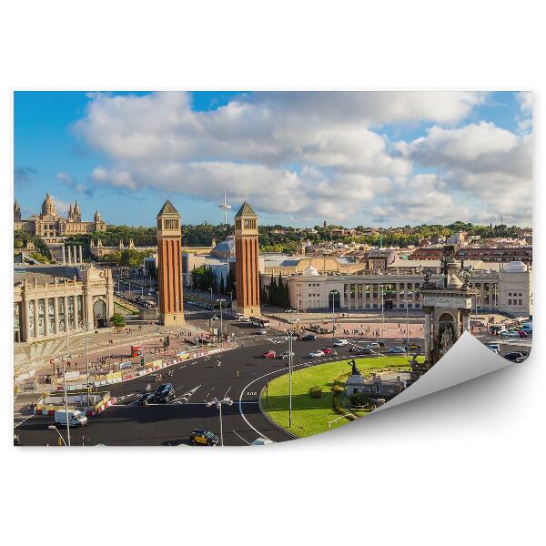 Fototapeta Budovy doprava zelená obloha mraky Barcelona Španielsko