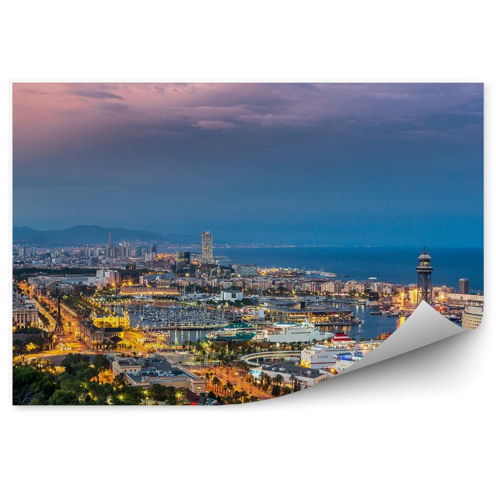 Fototapeta na stenu Port Vell západ slnka stromy Barcelona Španielsko