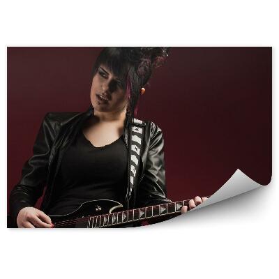 Fototapeta na stenu Rocková alternatíva dievča účes bordové pozadie