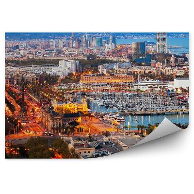 Fototapeta Port Vell Barcelona Španielsko západ slnka lode budovy Katalánsko Barcelona Španielsko