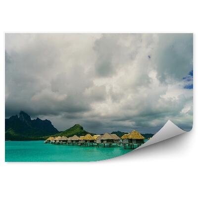 Fototapeta na stenu Bora Bora Domy Hory Oceán Obloha Mraky