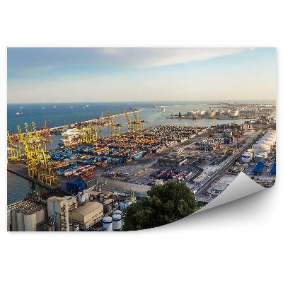 Fototapeta na stenu Prístav Barcelona priemysel oceán obloha mraky stromy rastliny Španielsko