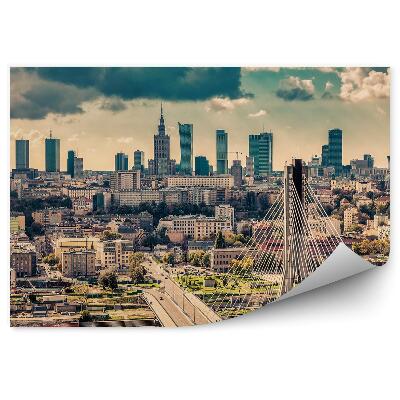 Fototapeta na stenu Panoráma Varšavy most cez rieku obloha mraky